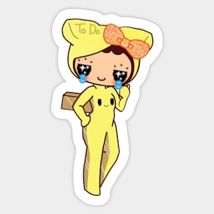 YayaLand Scary Mansion Sparkling Scary Mansion Crying Cardboard Girl Character Women's Design Sticker